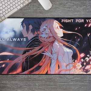 Sword Art Online (SAO) Desk Mat | Kirito & Asuna Inspired Anime Theme, Gaming Desk Mat, XL Mousepad, Desk Accessories, Anime Lover Gift
