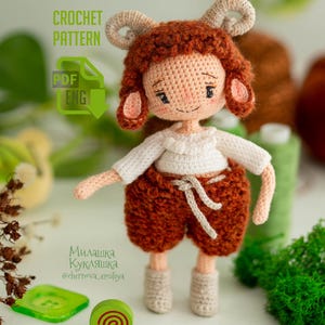 Amigurumi Crochet Pattern – Aries Zodiac Doll in Lamb Costume, PDF Tutorial