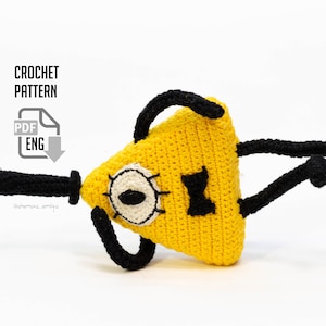 Crochet Bill pattern Yellow Triangle Demon, Amigurumi toy. English (US terms) PDF file.