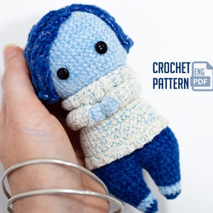 Amigurumi Pattern Crochet blue sad doll. Pattern in English (US terms) PDF