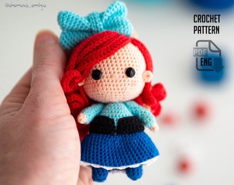 Mermaid Princess Crochet pattern Amigurumi Mermaid Crochet cute doll pattern. Pattern in English (US terms) PDF