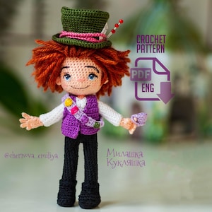 Mad Hatter Crochet Doll Pattern – Amigurumi Tutorial PDF in English (US terms)
