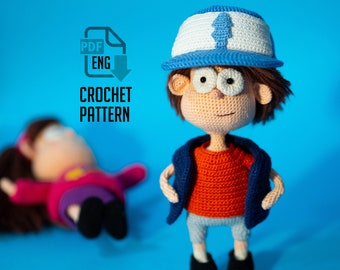 Dipper Crochet pattern, Amigurumi frame doll, with removable clothes. These pattern are available in English (US terms) PDF file.