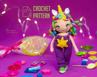 Crochet Unicorn Doll Pattern: Amigurumi UnaCorn (PDF)
