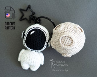 Amigurumi Astronaut Crochet Pattern: Chibi Cosmonaut Doll + Moon (PDF Pattern)