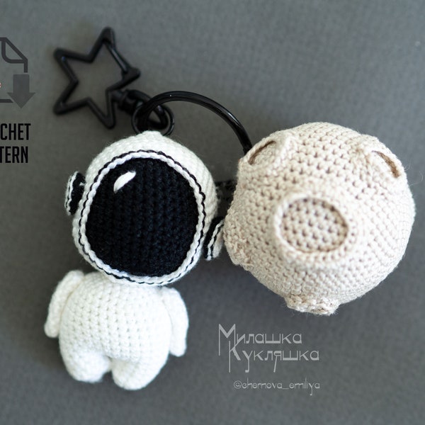 Amigurumi astronaut pattern. Chibi cosmonaut crochet cute doll tutorial + Free moon pattern. PDF file.