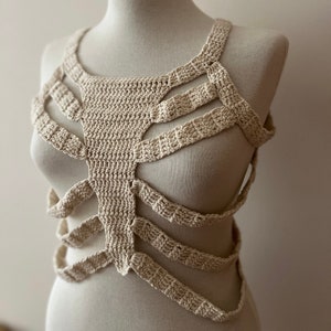 Crochet Skeleton Top, Skeleton Corset, Halloween Knit Top, Skull Crochet Top, Spooky Crochet Top, Skeleton Outfit For Hallowen