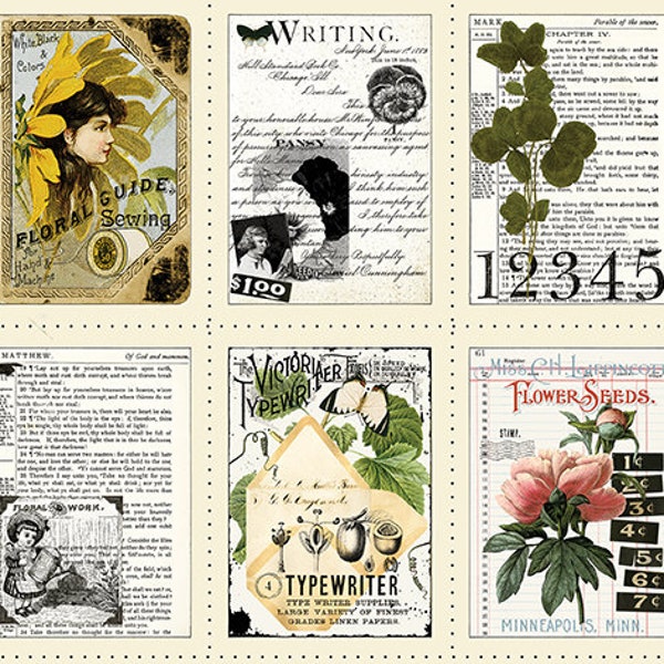 Art Journal Flower Press Patch Panel (PD-13031-Panel) by J Wecker Frisch for Riley Blake Designs