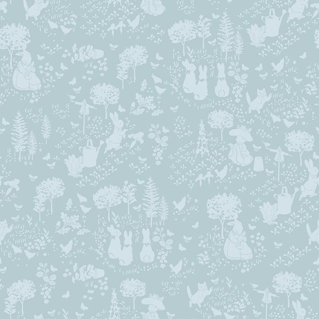 Peter Rabbit & Benjamin Bunny Tonal Garden Blue (c17251-blue) Inspired ...