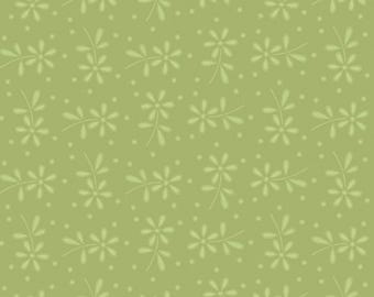 Sewing Seeds III Daisy Eyelet Toss Green (C15689-Green) by J. Wecker Frisch for Riley Blake Designs, 1/2 Yard, Cut Continuously