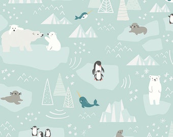 Flannel Nice Ice Baby Main Mint (F12573-Mint) by Deena Rutter for Riley Blake Designs, 1/2 Yard, Cut Continuously