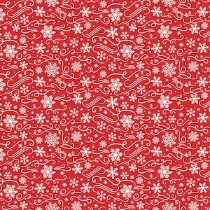 The Magic of Christmas Snowflakes Red (C13644-Red) by Lori Whitlock for Riley Blake Designs, 1/2 Yard, Cut Continuously