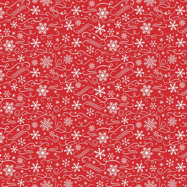 The Magic of Christmas Snowflakes Red (C13644-Red) by Lori Whitlock for Riley Blake Designs, 1/2 Yard, Cut Continuously