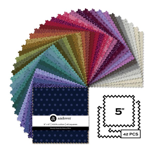 Moody Hues 5" Charm Pack (1S-MoodyHues-42) by Nancy Rink for Andover Fabrics