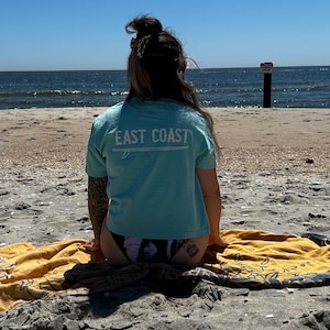 Womens East Coast T-shirt, Beach Shirt, Loose fit cropped shirt, comfort colors boxy tee
