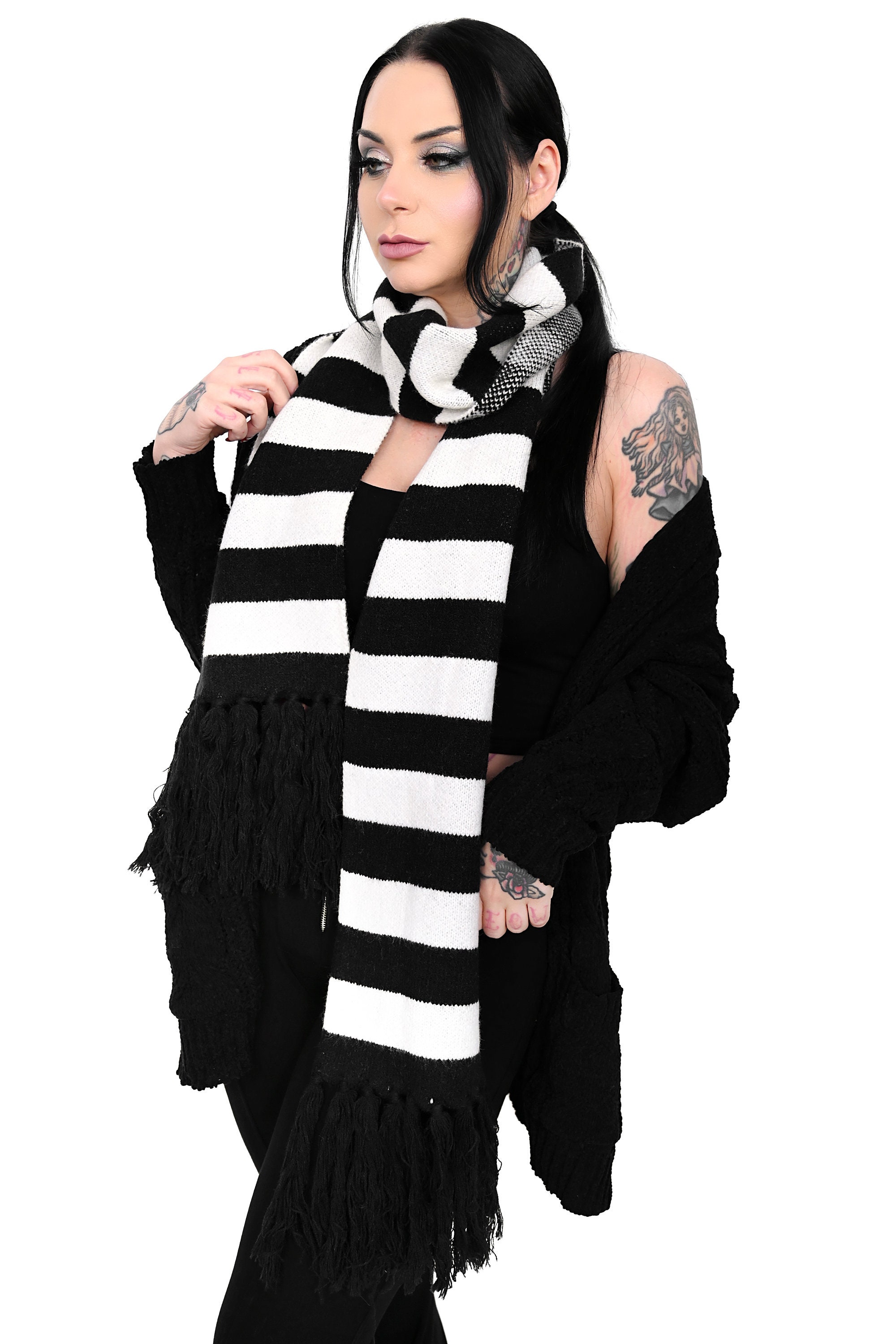 Silk White Black Scarfs - Etsy and