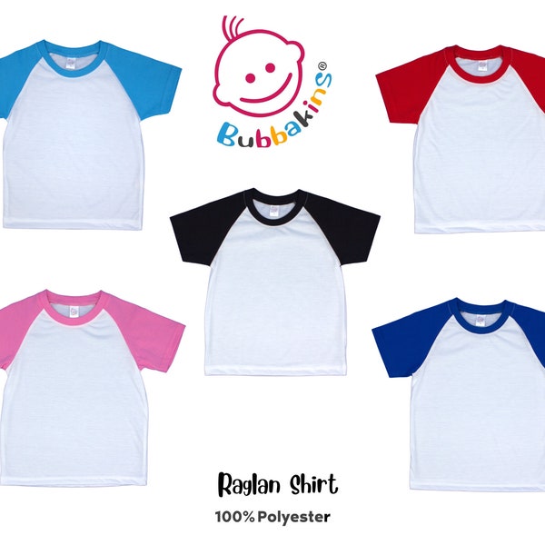 Toddler Polyester Raglan Shirt: Short-Sleeved Raglan Crew Blanks for Sublimation, DTF, and DIY projects