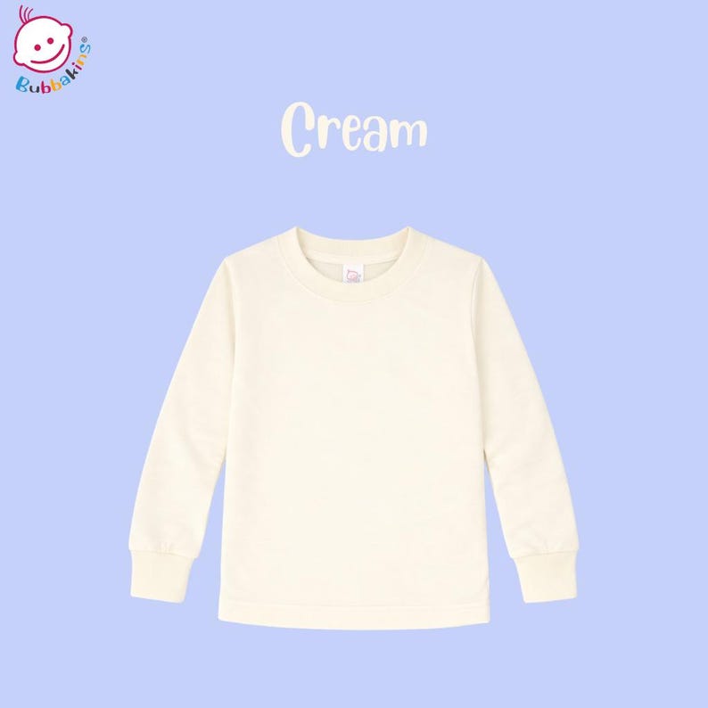 Blank Long-Sleeve Shirt: Polyester Infant, Toddler and Youth Crew Neck | Sublimation Blanks for DTF and Embroidery Cream