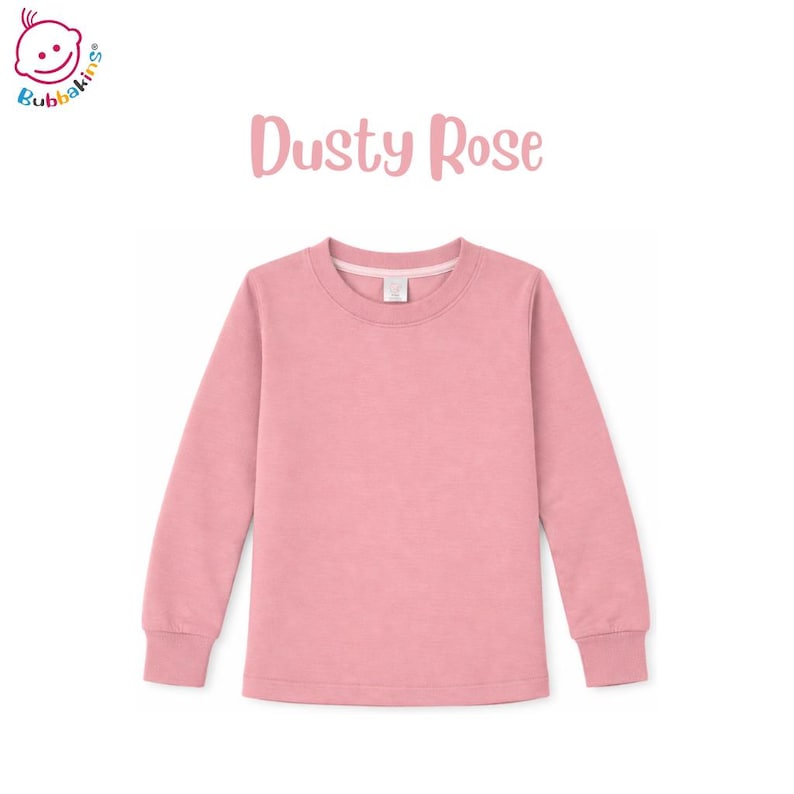 Blank Long-Sleeve Shirt: Polyester Infant, Toddler and Youth Crew Neck | Sublimation Blanks for DTF and Embroidery Dusty Rose