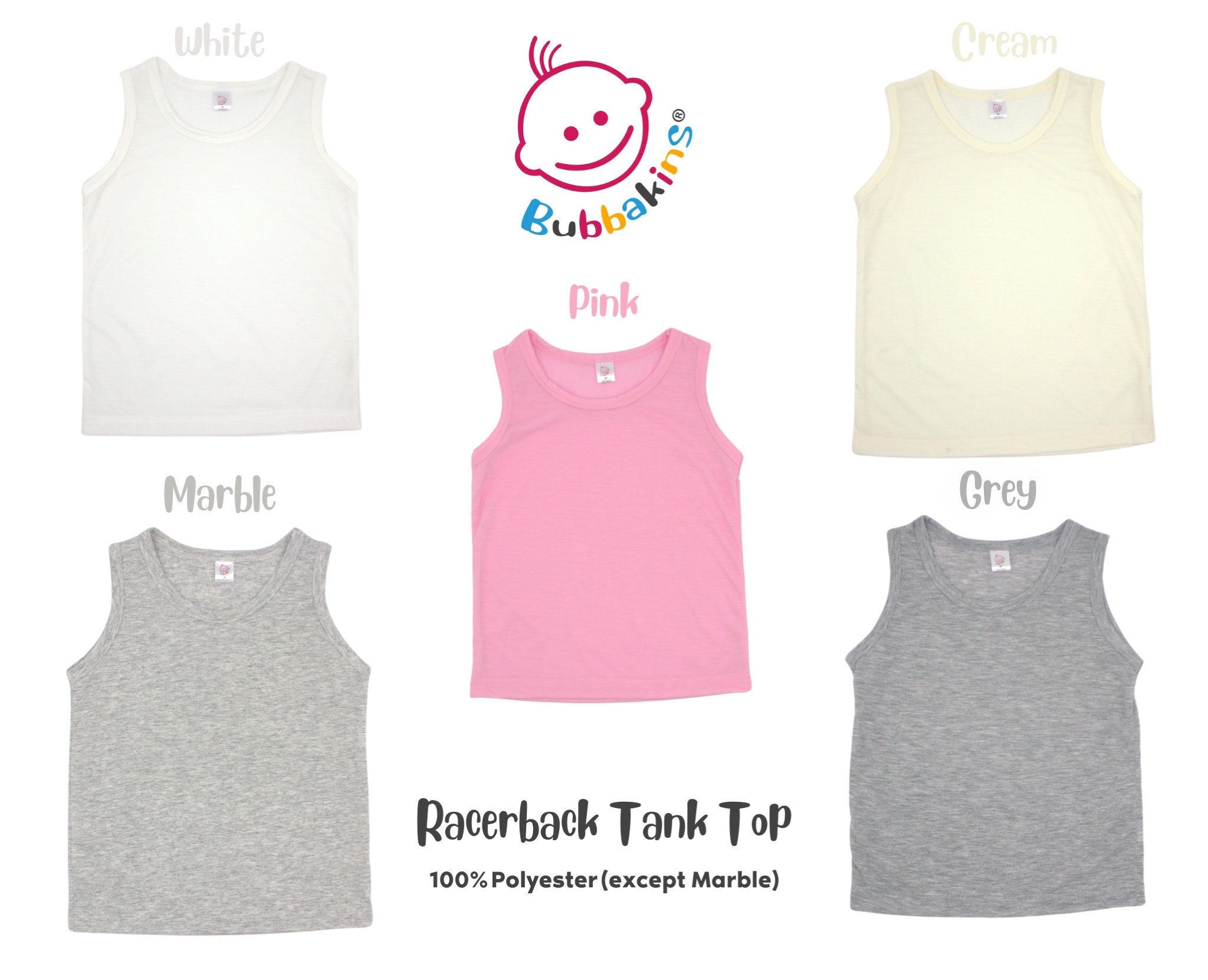 Toddler Polyester TANK TOP: Unisex Tank Top - Soft Polyester Blank Apparel for Sublimation, DTF, Vinyl and Do it Yourself Projects