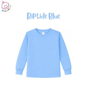 Blank Long-Sleeve Shirt: Polyester Infant, Toddler and Youth Crew Neck | Sublimation Blanks for DTF and Embroidery Riptide Blue