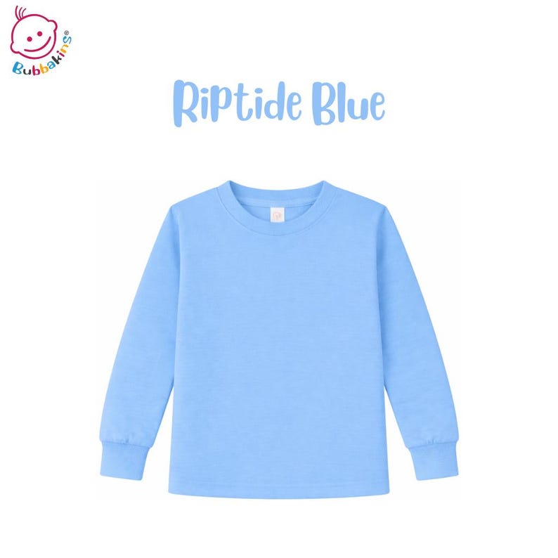 Blank Long-Sleeve Shirt: Polyester Infant, Toddler and Youth Crew Neck | Sublimation Blanks for DTF and Embroidery Riptide Blue