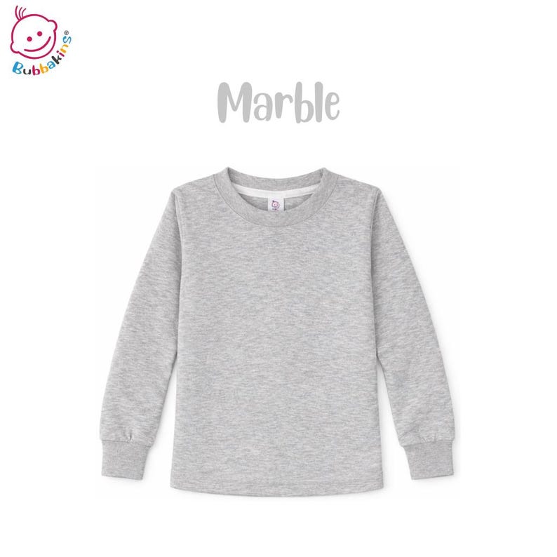 Blank Long-Sleeve Shirt: Polyester Infant, Toddler and Youth Crew Neck | Sublimation Blanks for DTF and Embroidery Marble