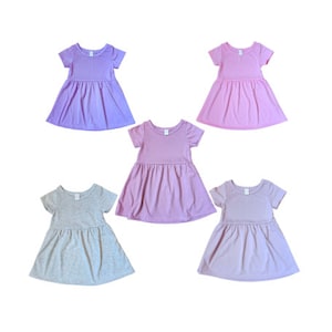 Toddler Soft Polyester Dress: Short Sleeve Dress Ideal for Sublimation, Vinyl, Embroidery, or DTF DIY Projects