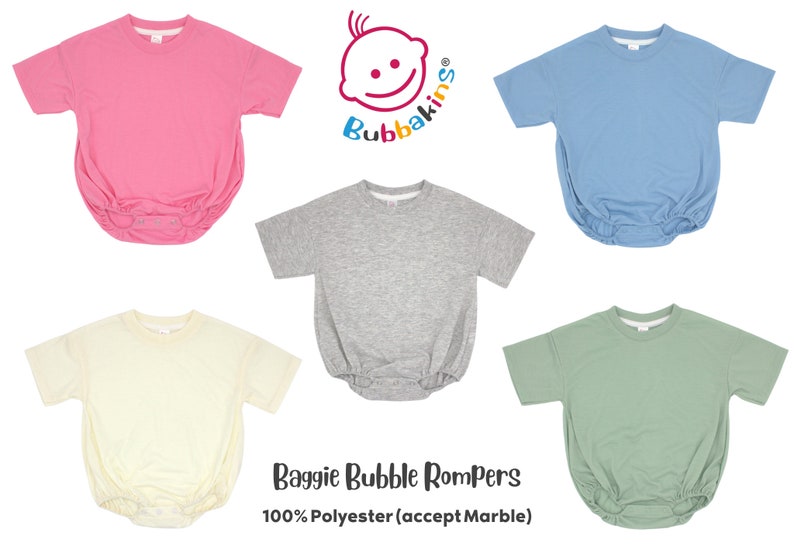 Barboteuse ample à bulles : nourrissons, bébés et tout-petits Vêtements en polyester doux pour sublimation, DTF et découpes à faire soi-même image 1