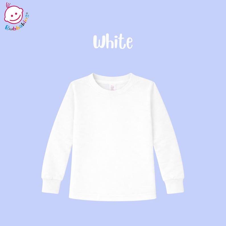 Blank Long-Sleeve Shirt: Polyester Infant, Toddler and Youth Crew Neck | Sublimation Blanks for DTF and Embroidery White