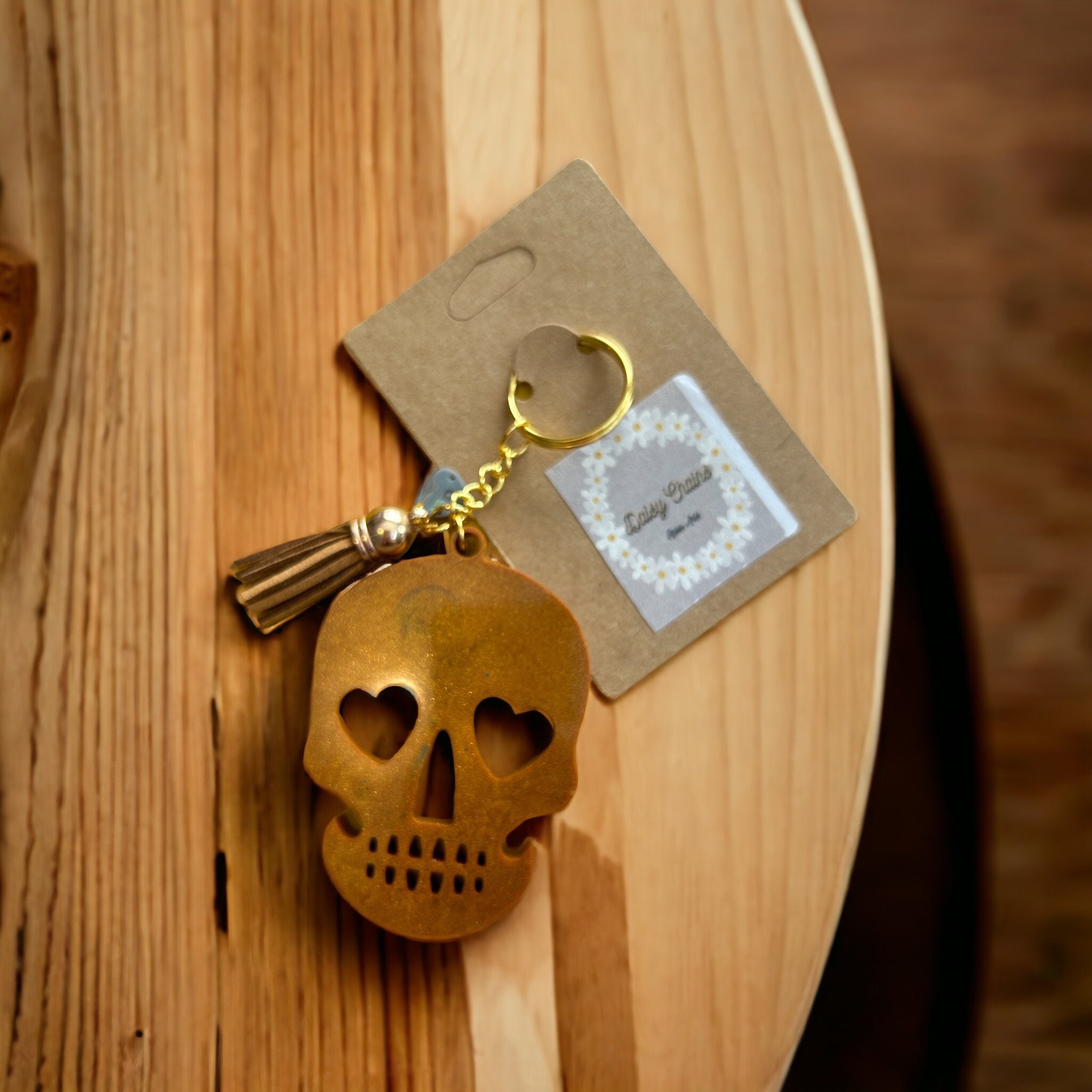 Leather Skull Keychain -  UK