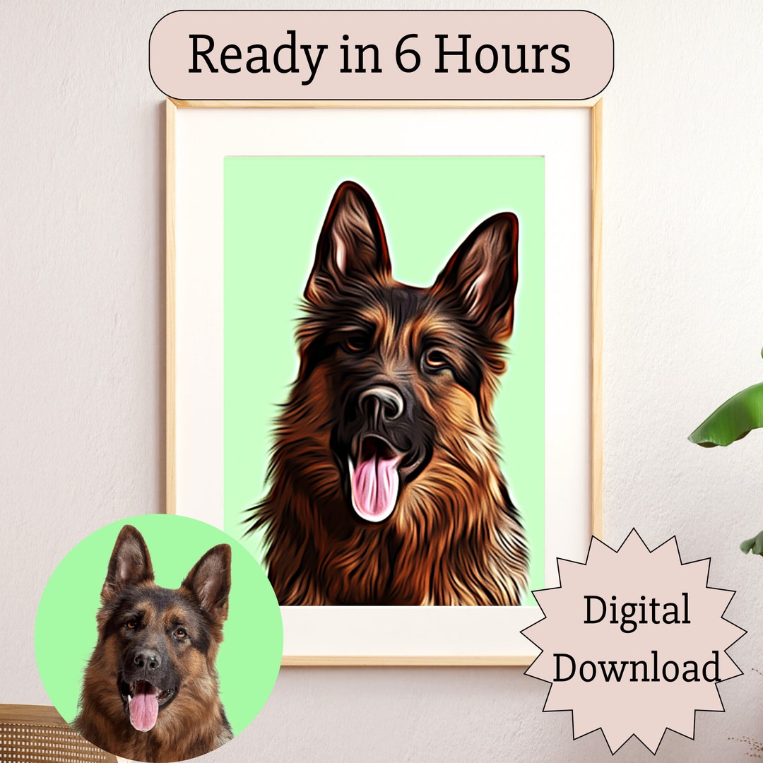 Custom Pet Portraits, Pet Photo Personalized, Digital Dog Portraits