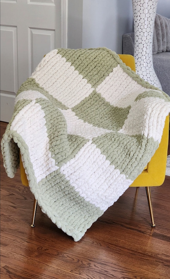 Checkered How To Knit A Chunky Throw Chunky Blanket Custom Knit - Main Image