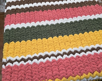 Chunky Knit Golden Maple Blanket Pattern: Handknit 40x60" (PDF Download)