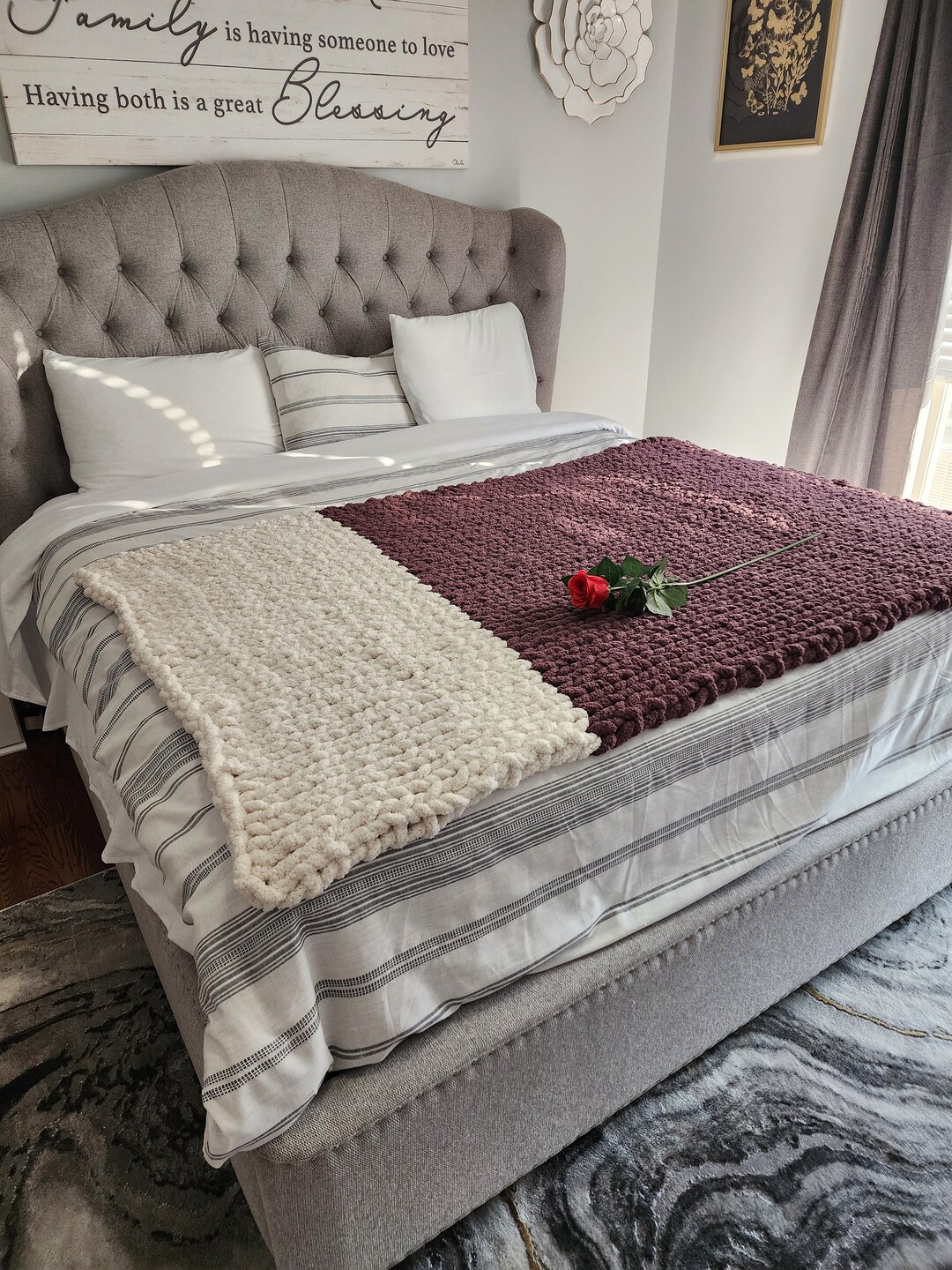 Large Chunky Knit Blanket/throw Etsy