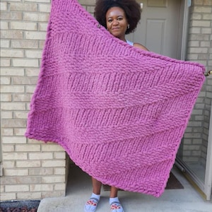 Diagonal Blanket Pattern. Pattern ONLY. Chunky Knit Blanket Pattern. Digital Download Blanket Pattern