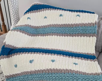 Chunky Knit Blanket Pattern: Handknit 40x60" (PDF Download)