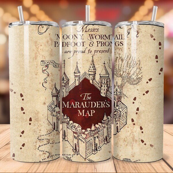 Marauder's Map PNG | Travel Mug | Glass | Digital Design | Colored glass | Tumbler wrap Design sublibation