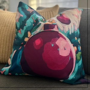 Christmas Ornament Art Pillow Case Throw Pillow Home Decor Unique Gift for Hostess Christmas Gift Artwork Pillow Case Green Blue Pink