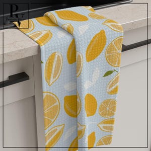 Lemon Dish Drying Towel Microfiber Lemon Kitchen Decor in Yellow and Blue for Modern Farmhouse Kitchen