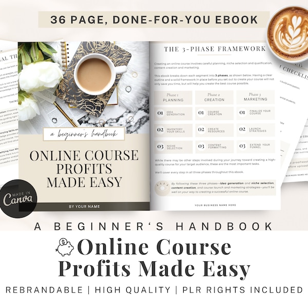 Done For You Plr E Book, Online Course Template For Coach, Plr Canva Templates, Opt In Freebie, Lead Magnet Template, Beige Ebook Template