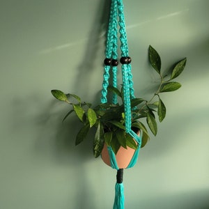 Macrame Plant Hanger, Turquoise, Blue, Teal, Aquamarine, Vintage Plant Hanger, One of a kind, Hanging Planters, Gift for Plant lovers, Gift