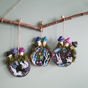 Ornement de disque en bois de champignon, décoration de maison et cadeaux de forêt de champignons, ornement de Noël de champignon, pendentif de champignon, cadeau pour l&#39;amant de champignon