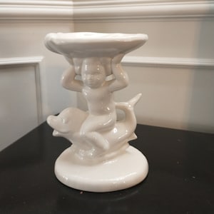 Seifenschale, Schmuckschale, Delfin, Engel, Muschel, weißes Porzellan, Badezimmerdekoration, Vintage, Natical Decor