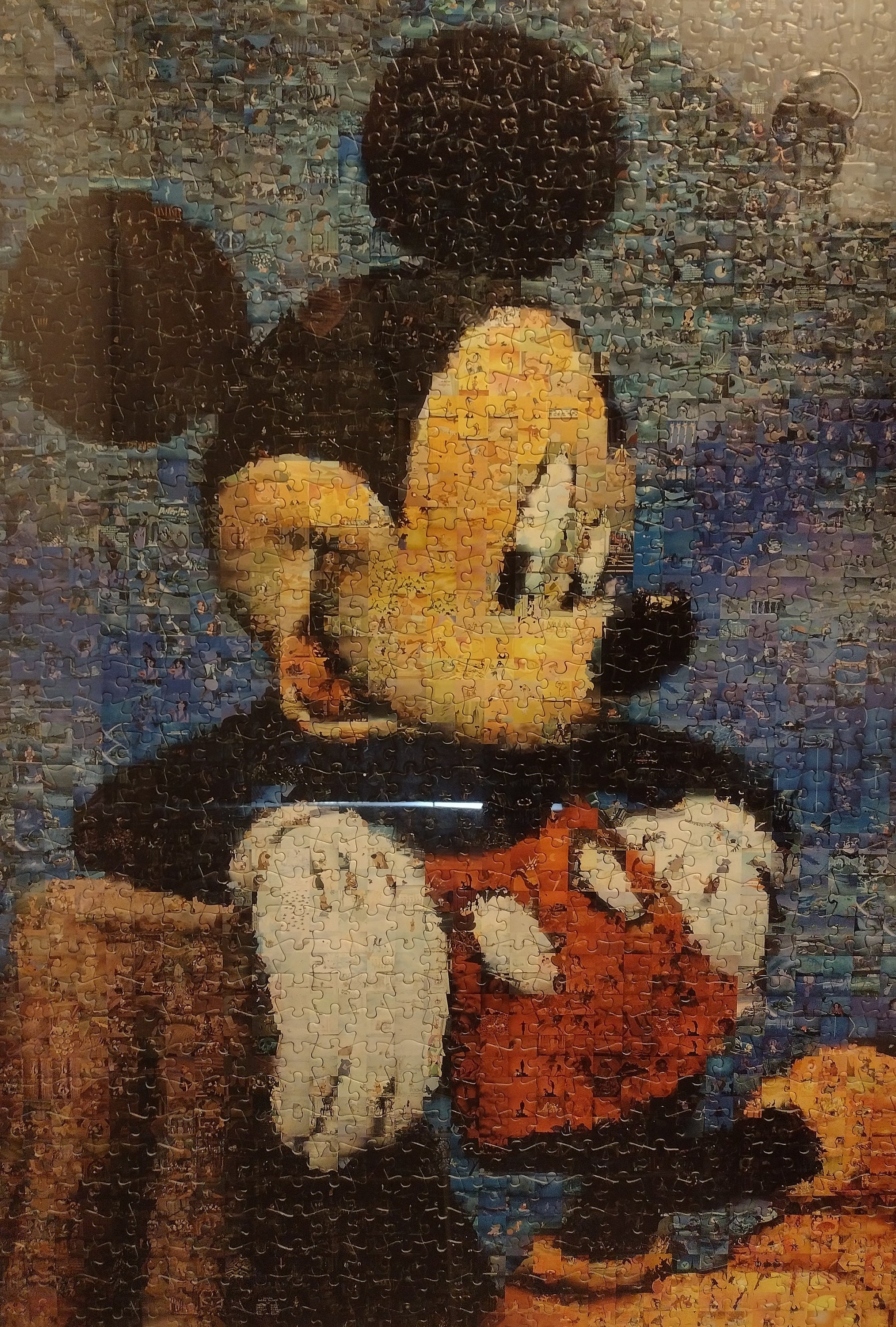 Huge Vintage Mickey Mouse Puzzle Completed - Wooden Frame Under