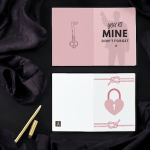 You're Mine Vergiss es nicht Karte - Valentinstag Karte - Herz Schloss - Schloss und Schlüssel Karte - Dom sub Karte - Flirty Grußkarte