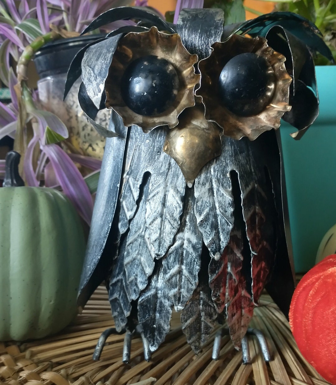 Midcentury Brutalist Vintage Metal Owl Sculpture Etsy