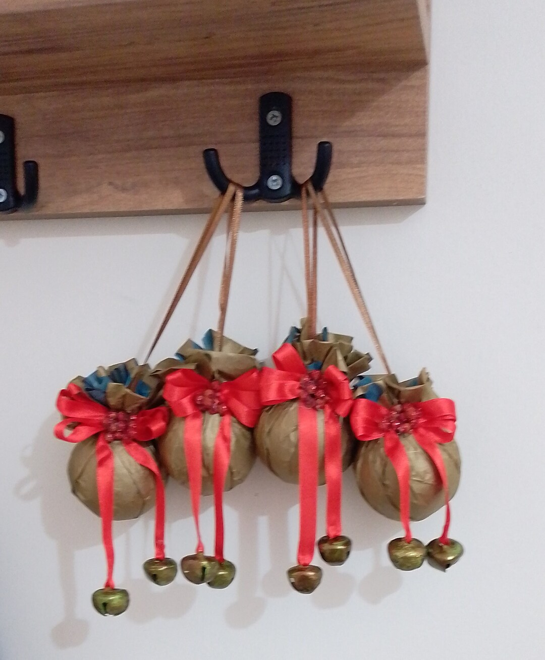 Christmas Balls With Bells, Red Bow Ornaments, Christmas Tree Ornaments