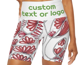 Benutzerdefinierte geblümte hoch taillierte Yoga-Shorts, individuelle Yoga-Shorts, florale Shorts