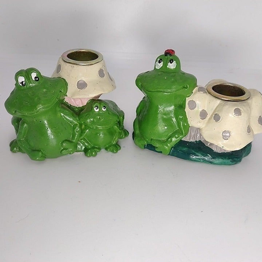 Heritage Pottery Frog Candle Holders Frogs W/ Mushroom Taper Etsy
